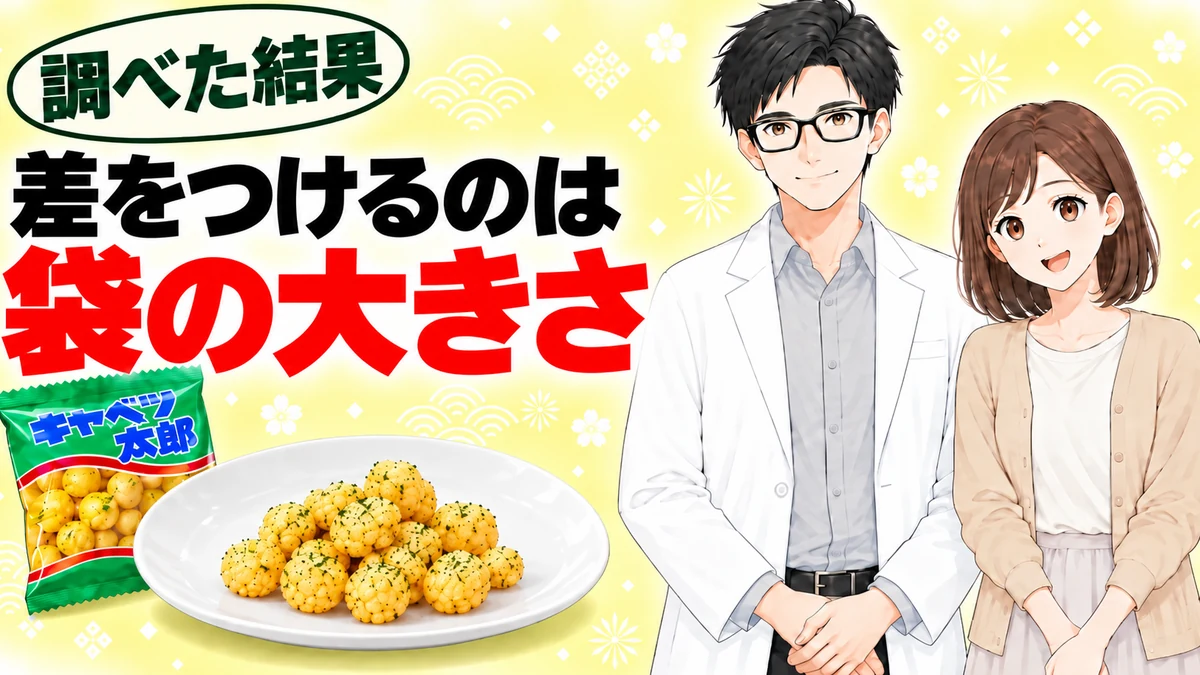 キャベツ太郎で差をつけるのは袋の大きさと書かれたバナー