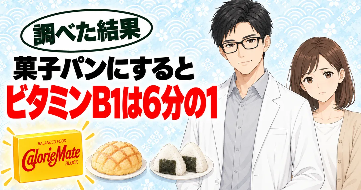菓子パンにするとビタミンB1はカロリーメイトの6分の1と伝えるバナー