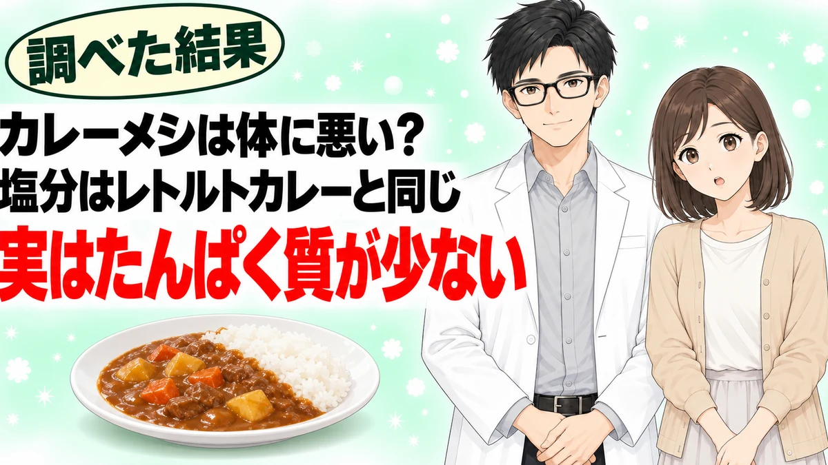 カレーメシは体に悪い？塩分はレトルトカレーと同じ、実はたんぱく質が少ない