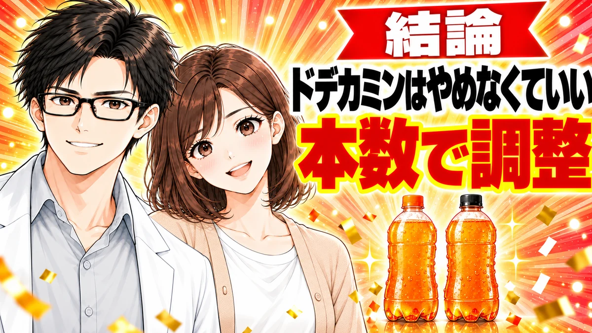 ドデカミンはやめなくてよく本数とゼロで調整すると伝えるまとめのバナー