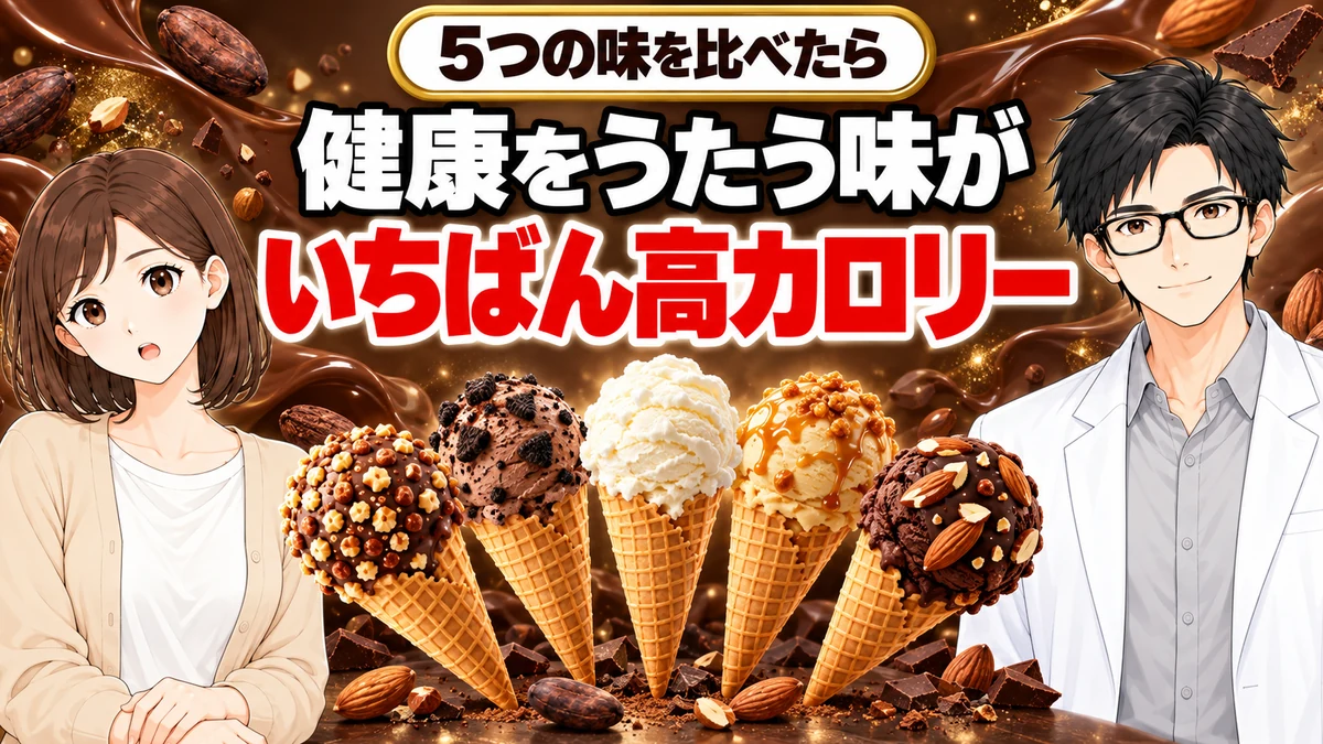 健康をうたう味がいちばん高カロリーと伝えるバナー