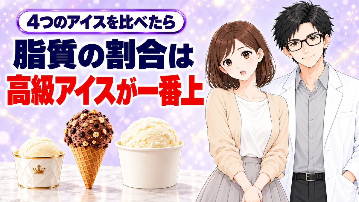 脂質の割合は高級アイスがいちばん高いと伝えるバナー