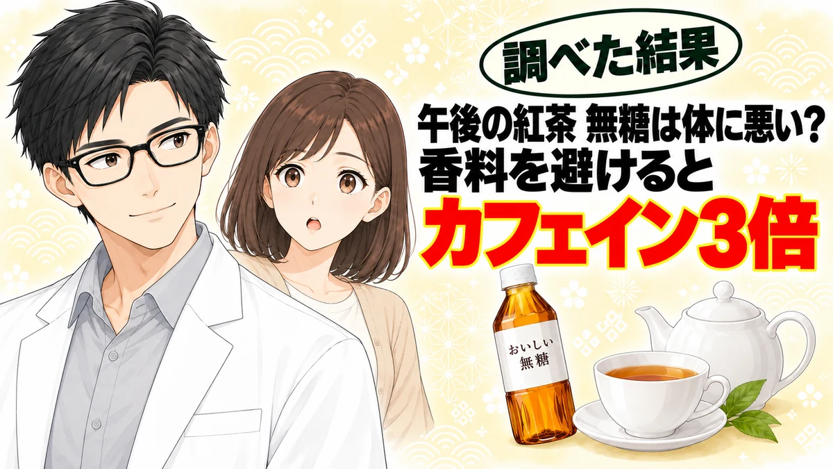 午後の紅茶 無糖は体に悪い？香料を避けるとカフェイン3倍と書かれたアイキャッチ