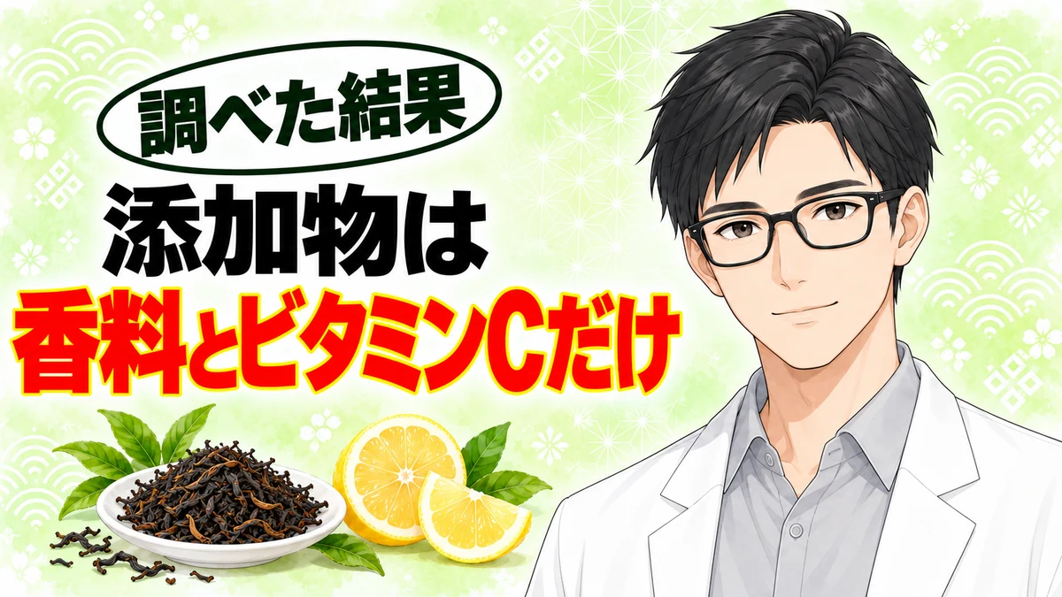 添加物は香料とビタミンCだけと書かれたバナー