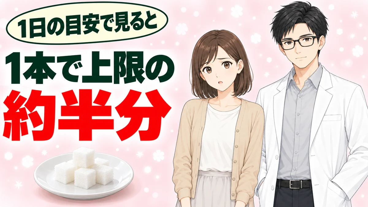1日の目安で見ると1本で上限の約半分になると伝えるバナー