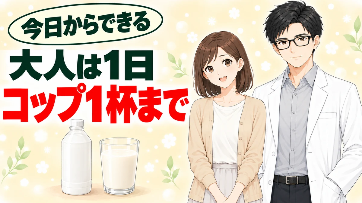 大人は1日コップ1杯までが目安と伝えるバナー