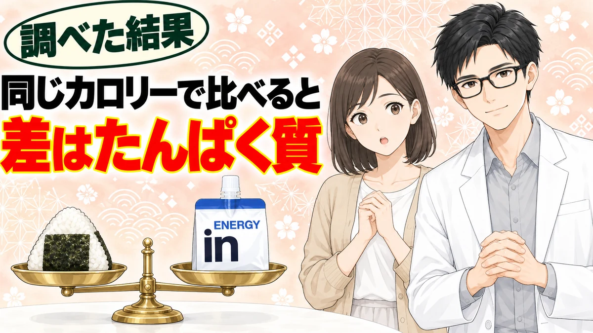 おにぎりと同じカロリーで比べると差はたんぱく質