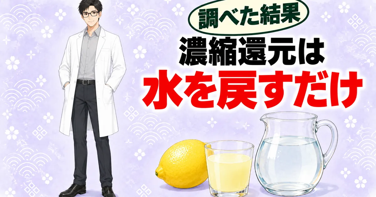 濃縮還元は水を戻すだけ