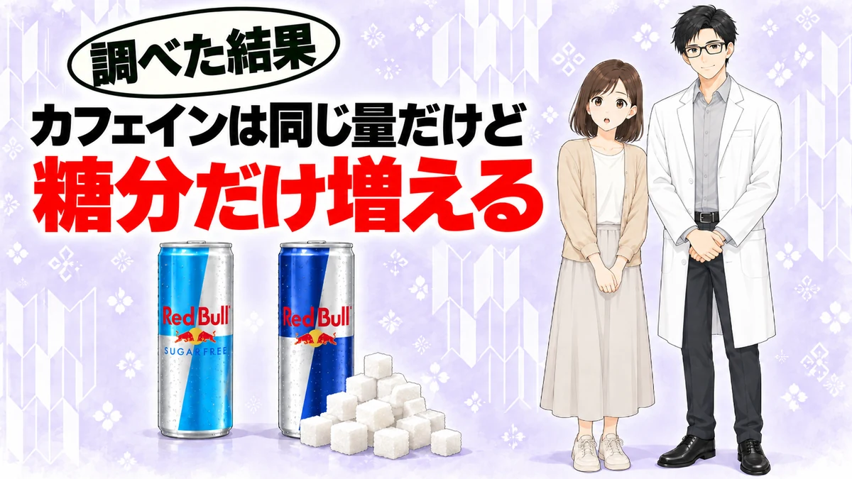 カフェインは同じ量だけど通常のレッドブルは糖分だけ増える