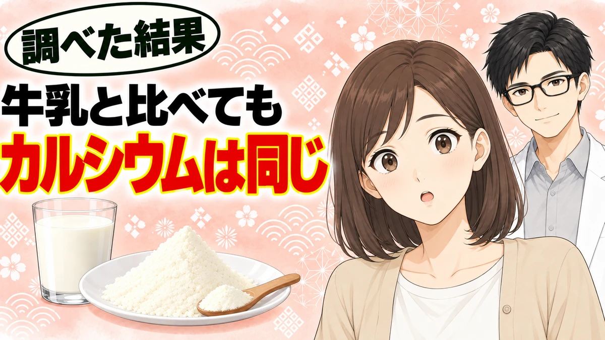 牛乳と比べてもカルシウムは同じと書かれたバナー