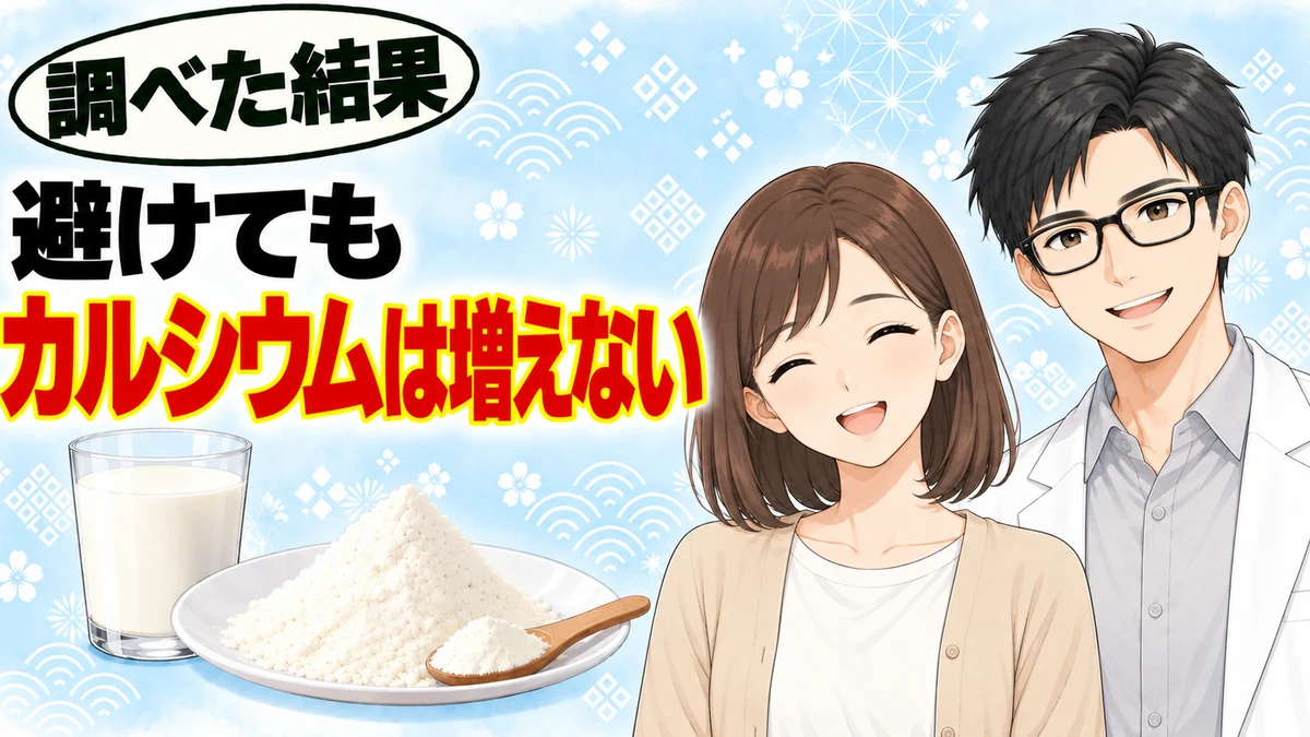避けてもカルシウムは増えないと書かれたバナー