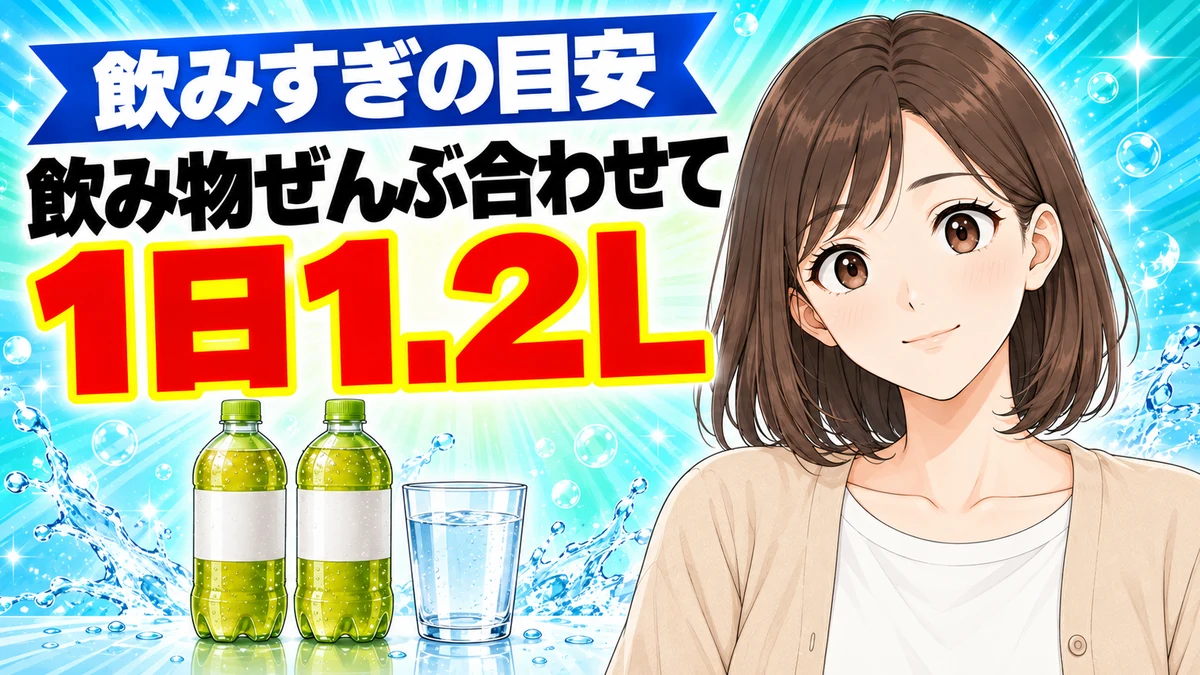 飲み物は全部合わせて1日1.2Lが目安と伝えるバナー