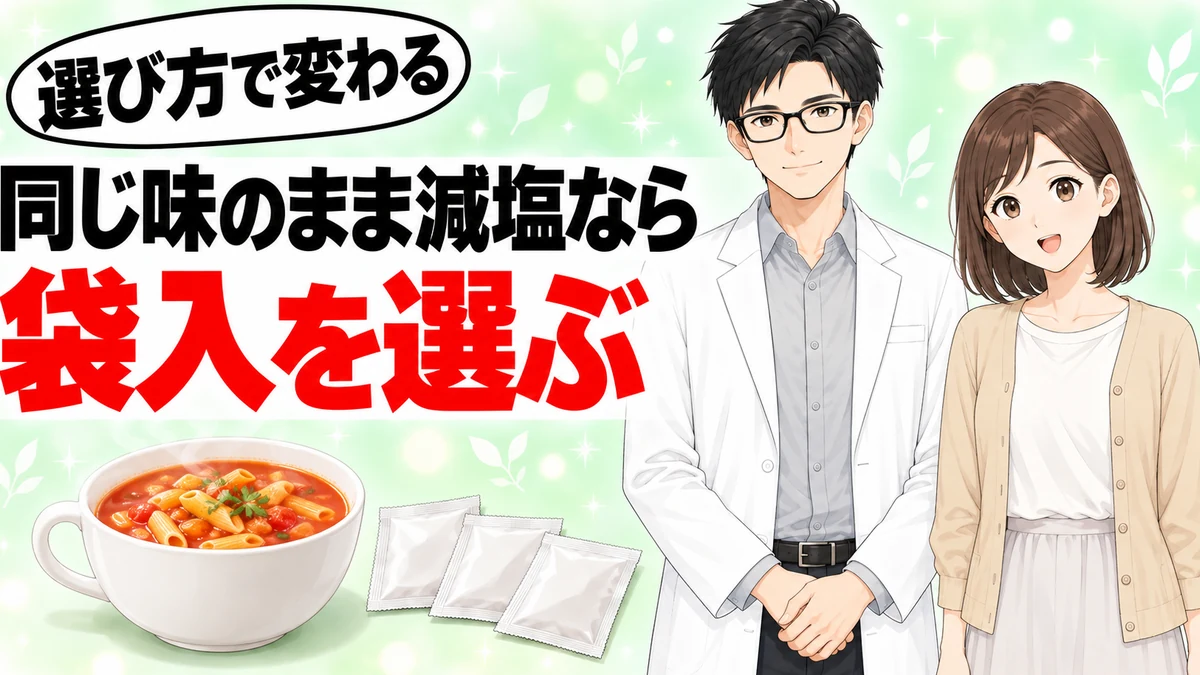 同じ味のまま塩分を減らすなら袋入を選ぶと伝えるバナー
