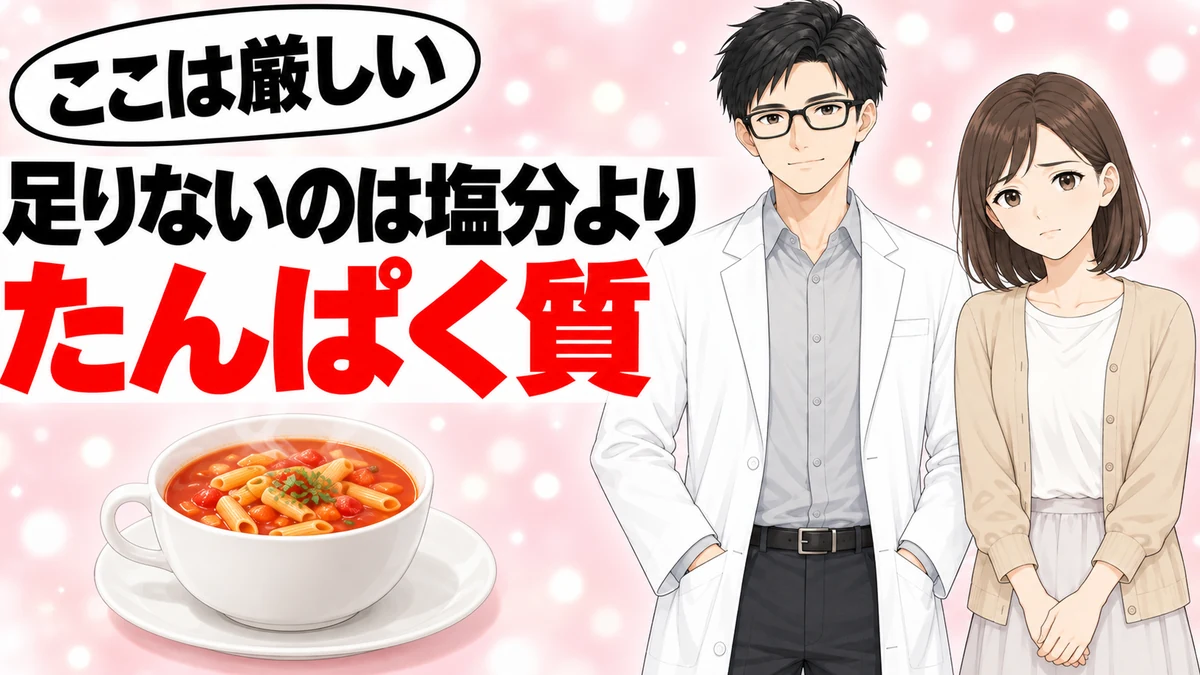 スープデリで足りないのは塩分よりたんぱく質だと伝えるバナー