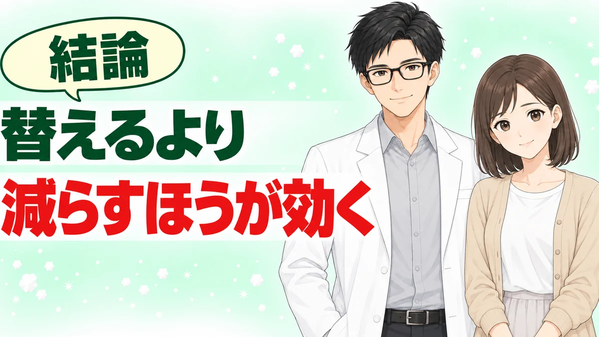ウエイパーは商品を替えるより使う量を減らすほうが効くとまとめるバナー