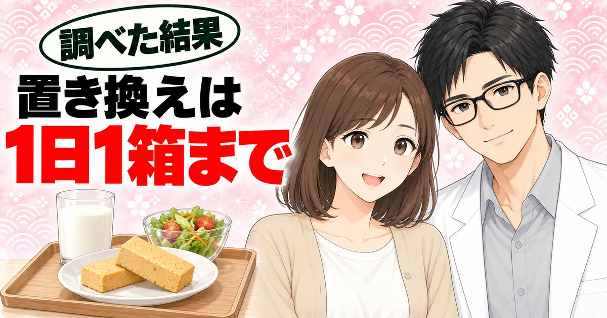カロリーメイトの置き換えは1日1箱までと伝えるまとめのバナー