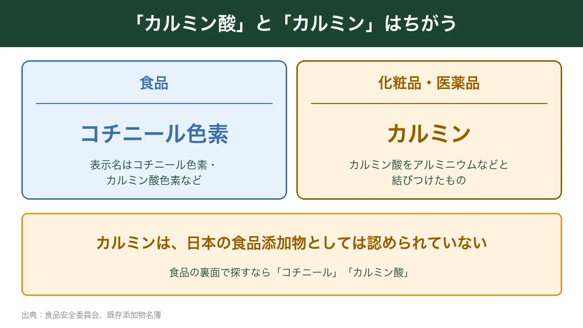 食品のコチニール色素と化粧品のカルミンのちがい