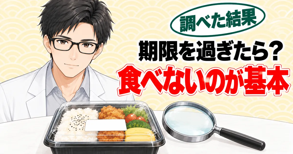 期限を過ぎたら食べないのが基本だと伝えるセイジのバナー