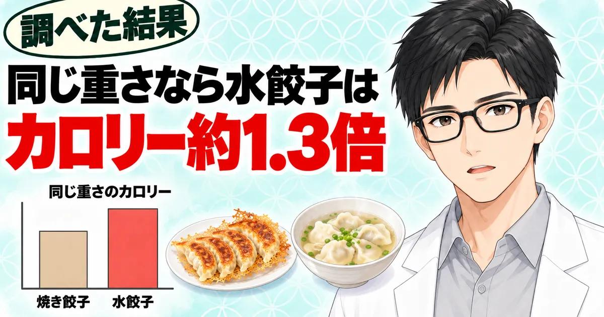 同じ重さなら水餃子は焼き餃子のカロリーの約1.3倍