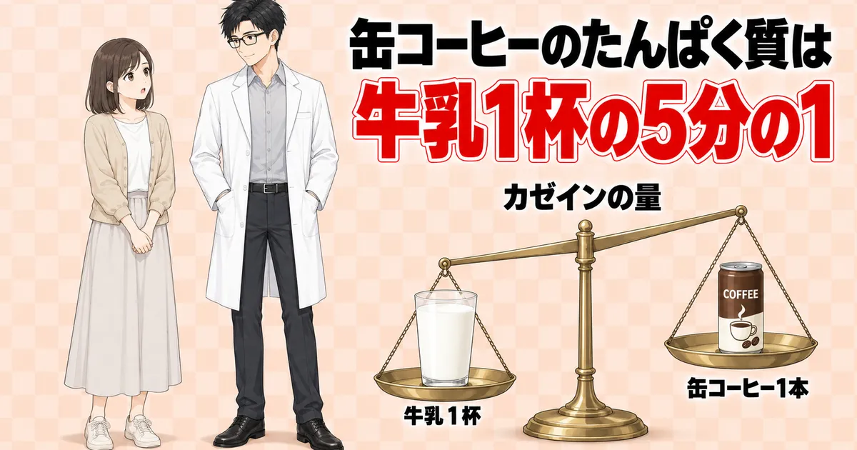 缶コーヒー1本のたんぱく質は牛乳1杯のカゼインの5分の1