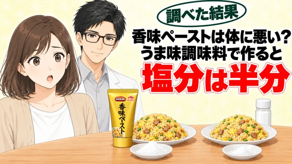 香味ペーストは体に悪い？うま味調味料で作ると塩分は半分（成分ラボのアイキャッチ）