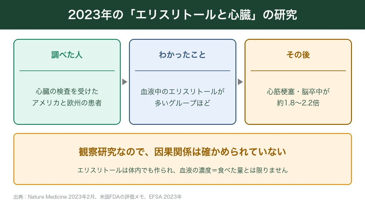 2023年のエリスリトールと心臓の研究の流れ