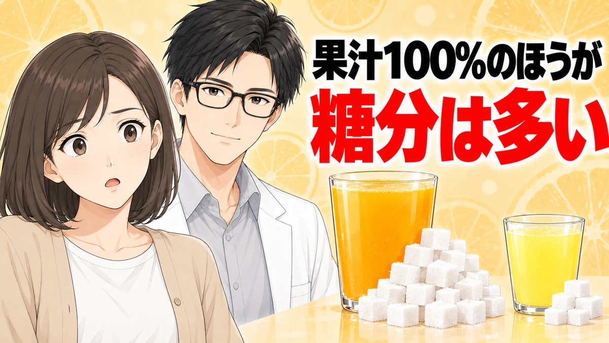 果汁100%ジュースのほうがマッチより糖分が多い