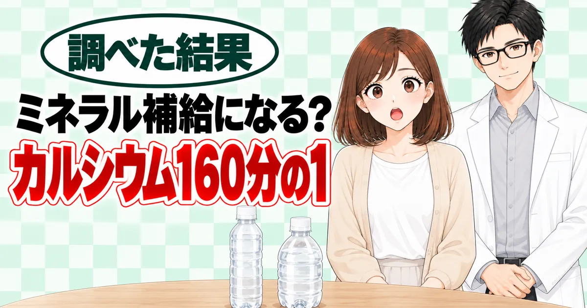 ミネラル補給になる？カルシウム160分の1、と驚くナナとセイジ、形のちがうボトル2本のバナー