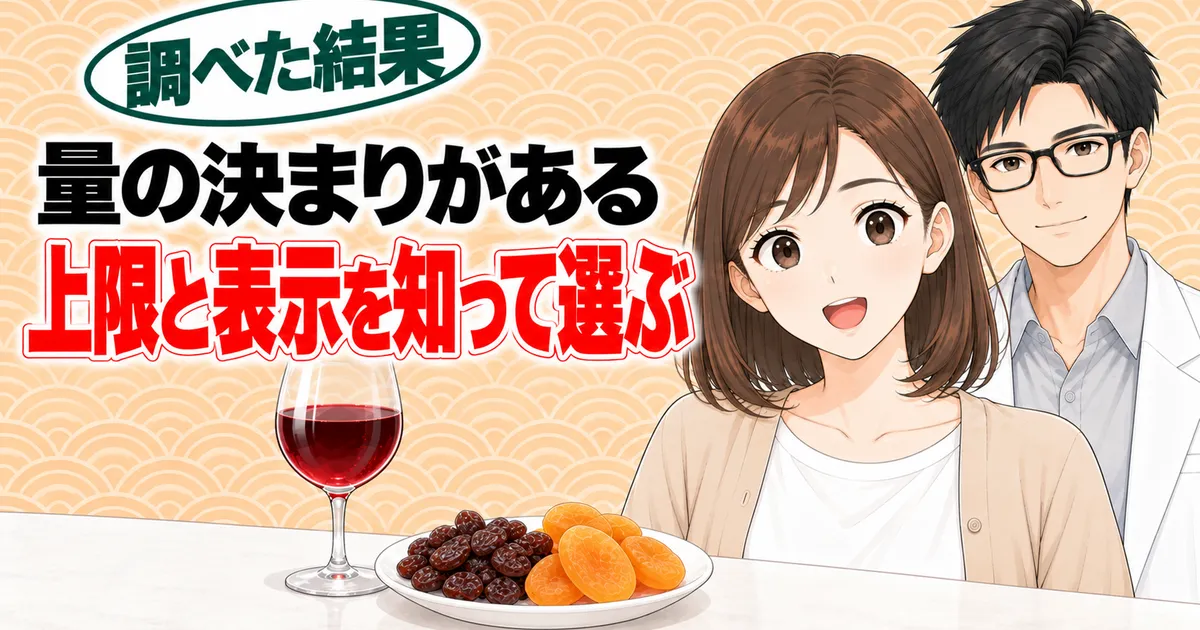量の決まりがあると分かり、上限と表示を知って選ぶナナとセイジのまとめのバナー