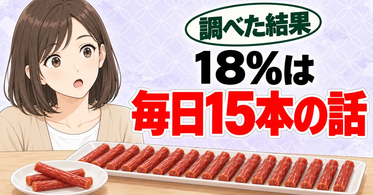 大腸がんリスク18%は加工肉を毎日カルパス約15本食べた場合の話