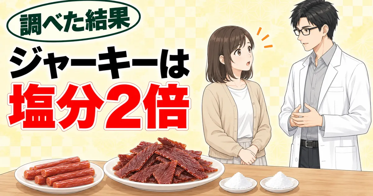 ビーフジャーキーは同じカロリーで塩分がカルパスの約2倍